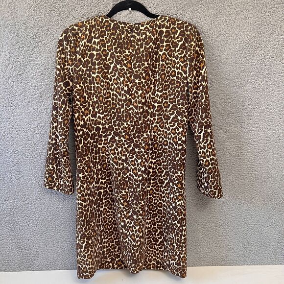 J Crew Cheetah Leopard Print Crepe Shift Dress XS K2150 Size 2 Zip Animal Print - Picture 5 of 12